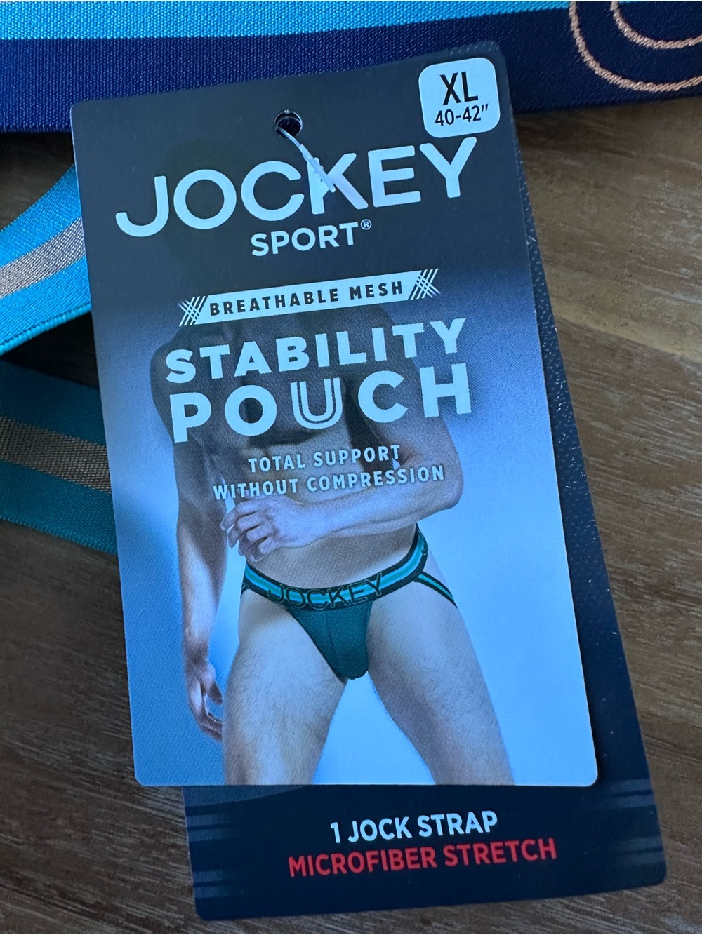 Jockey Multicolor Tie-Dye Print Athletic Jockstrap with Teal Straps - Picture 3 of 3